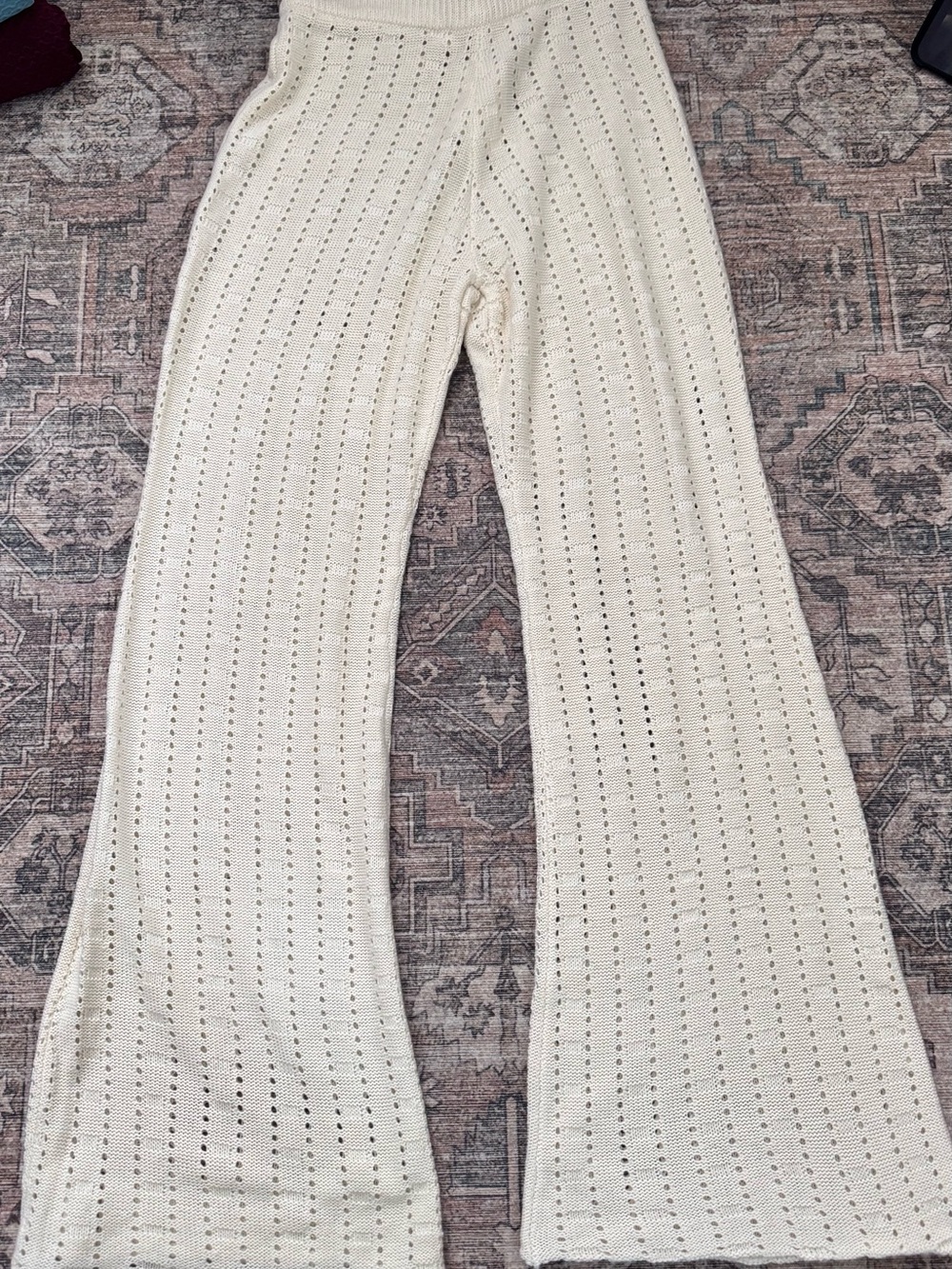 By Together Cream Crochet Knit Pants